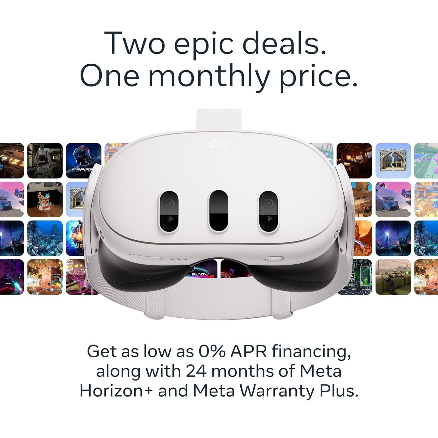image:imageMeta Quest 3 512GB VR Headset Thirty Percent Sharper Resolution 2X Graphical Processing Power Virtual Reality Without Wires Access to 40 Games with a 3Month Trial of Meta Horizon IncludedMeta Quest