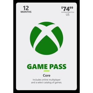 Xbox Game Pass Core – 12M Gift Card $74.99(74)